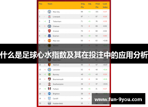 什么是足球心水指数及其在投注中的应用分析